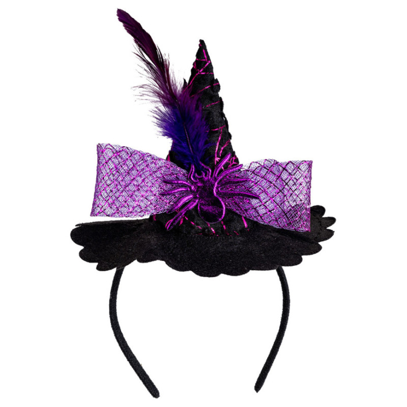 Mini čarodějnický klobouk s pavoukem