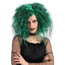 Zelenočerná bohatá čarodějnická paruka