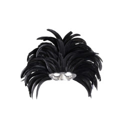 Brazílska čelenka z čiernych pierok s maskou