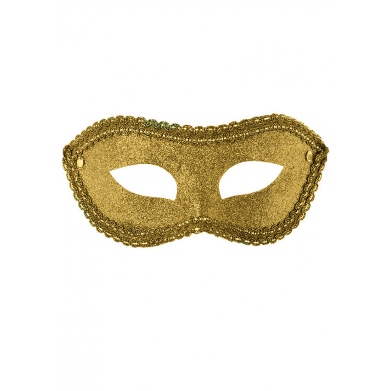 Zlatá plastová škraboška s glitrem