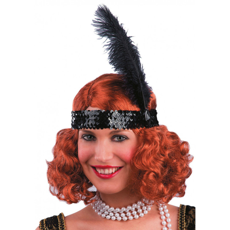 Černá charlestonová čelenka s peříčkem