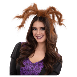 Čelenka s hnědým chlupatým pavoukem XL