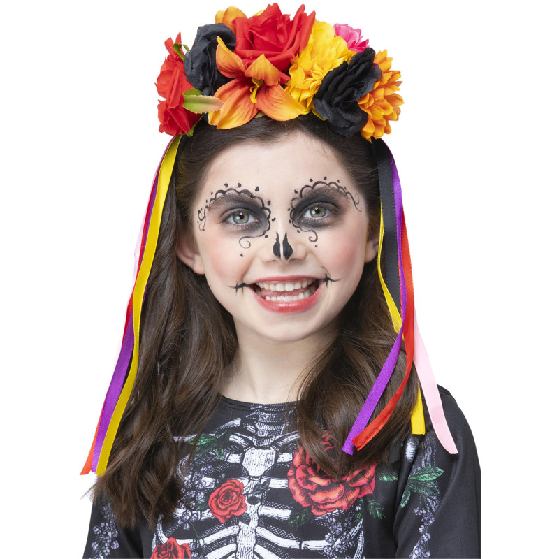 Barevná květinová čelenka se stužkami