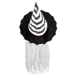 Čarodějnický klobouk pruhovaný s vlasy