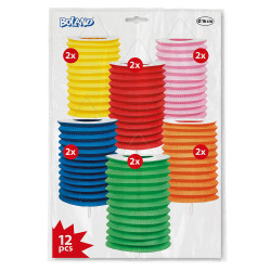 Sada 12 jednofarebných valcovitých lucerien