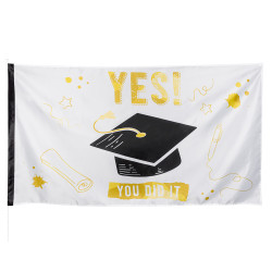 Polyesterová vlajka s nápisom „YES! YOU DID IT“ (ÁNO! PODARILO SA TI TO)