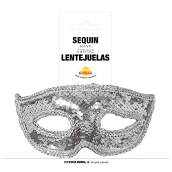 Stříbrná flitrová škraboška