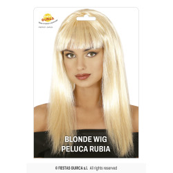 Středně dlouhá paruka mikádo s ofinou blond