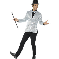 Pánska strieborná flitrová bunda, veľkosť XL