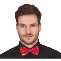 Motýlek růžový flitrový 12 cm