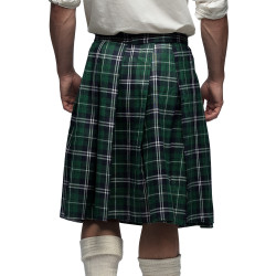 Škótsky kilt, zelený s kožušinovým lemovaním
