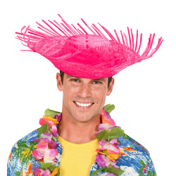 Slaměný klobouk plážový růžový