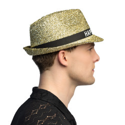 Třpytivý zlatý klobouček 'Šťastný nový rok'