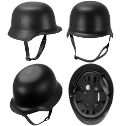 Čierna vojenská prilba z tvrdeného plastu