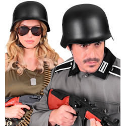 Čierna vojenská prilba z tvrdeného plastu