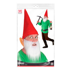 Súprava červeného trpaslíka (klobúk, brada, uši)