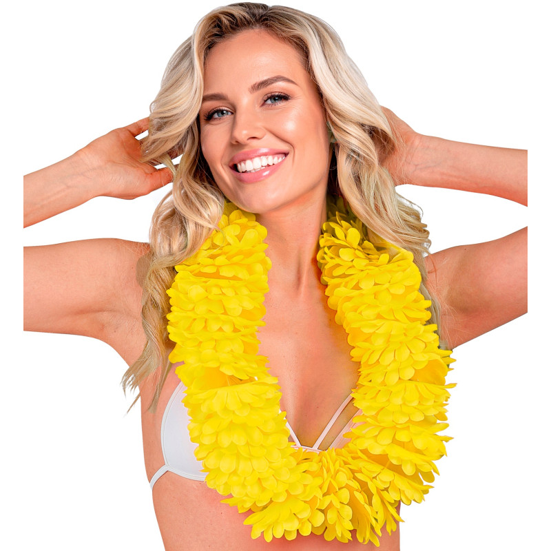 Hustý havajský věnec žlutý