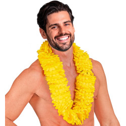 Hustý havajský věnec žlutý