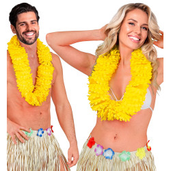 Hustý havajský věnec žlutý