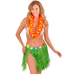 Zelená havajská sukně s květinami