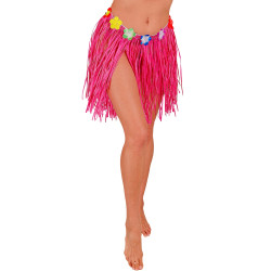 Růžová havajská sukně s květinami