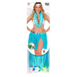 Modrá havajská sukně s květinami