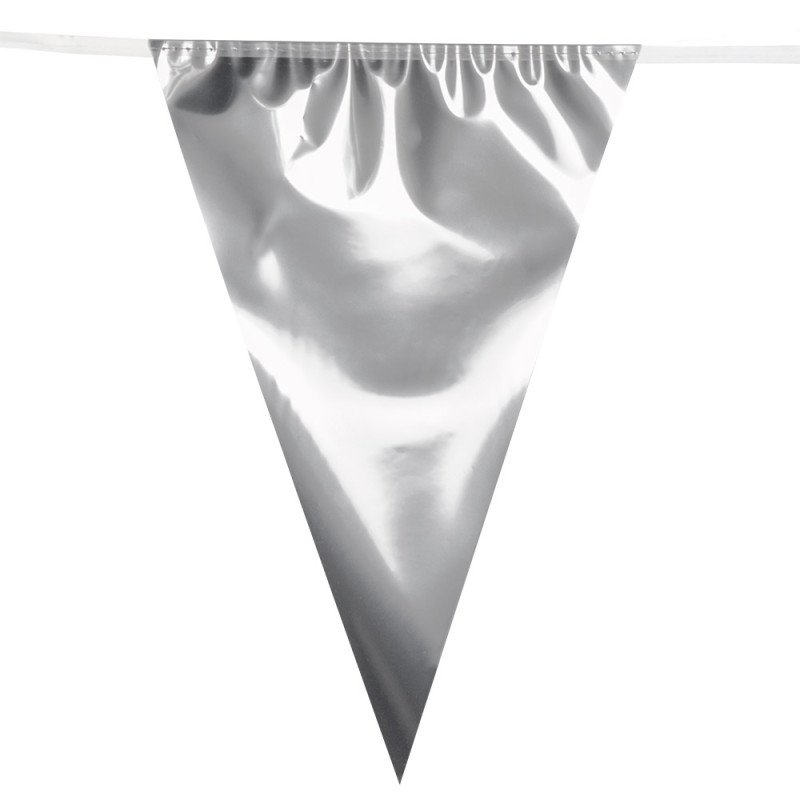 Stříbrná girlanda XL praporky 10 m