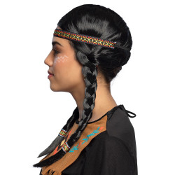 Paruka indiánka s culíky a čelenkou