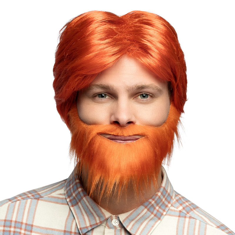 Pánská zrzavá paruka s vousy