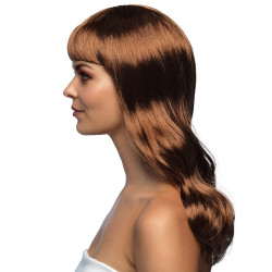 Paruka hnědá dámská dlouhá s ofinou