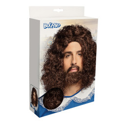 Pánská hnědá mušketýrská paruka s vousy