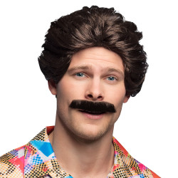 Hnědá pánská paruka Vance s knírkem