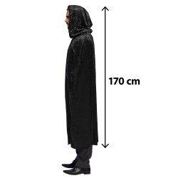 Čierny luxusný kabát s kapucňou