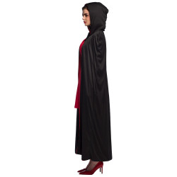 Plášť s kapucí oboustranný černo červený