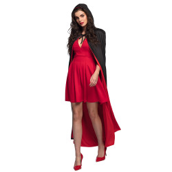 Plášť s kapucí oboustranný černo červený