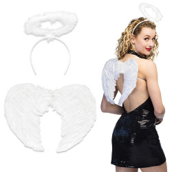 Sada anděl křídla a svatozář bílá