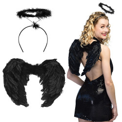 Sada anděl křídla a svatozář černá
