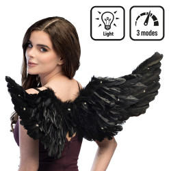Černá andělská křídla LED svítící