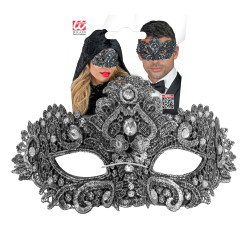 Strieborná divadelná maska