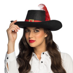 Černý mušketýrský klobouk se stuhou