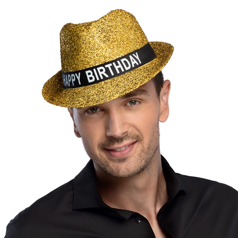 Narozeninový klobouk zlatý flitrový
