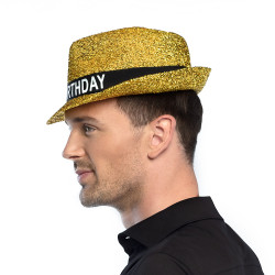 Narozeninový klobouk zlatý flitrový