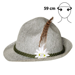Tiroľský klobúk s pierkom a kvetinou deluxe