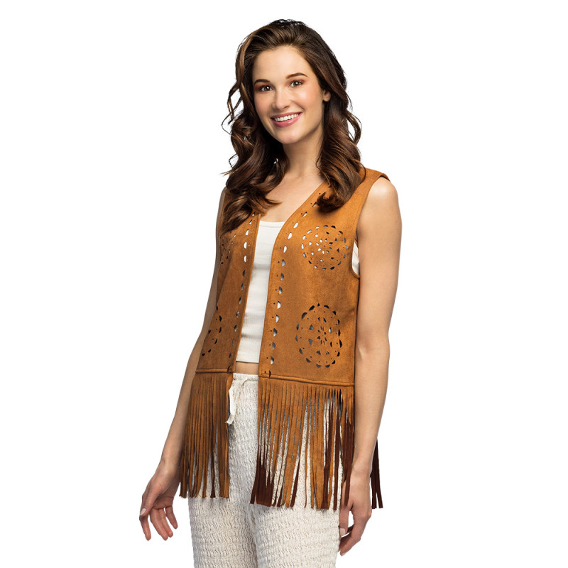 Hnědá vesta Hippie dámská M/L