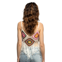 Letný háčkovaný hippie top, veľkosť M