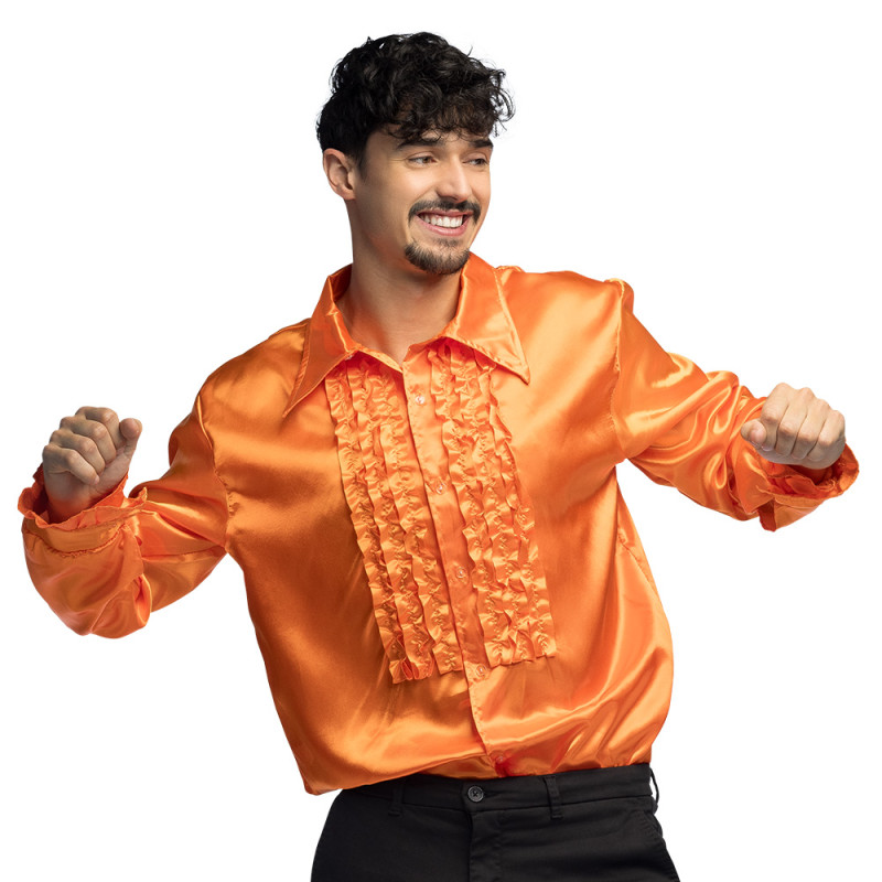 Oranžová pánská disco košile L