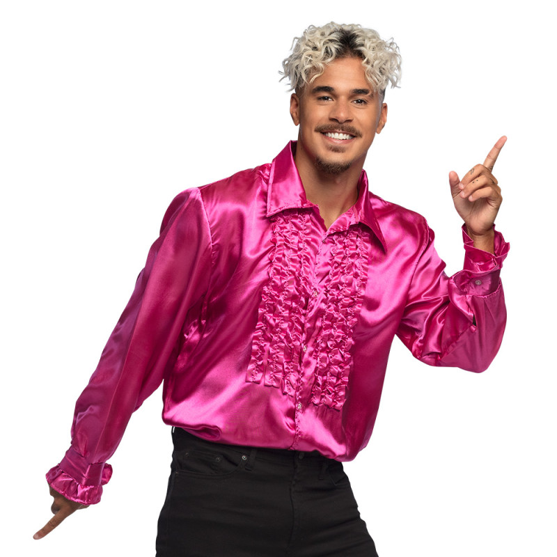 Růžová pánská disco košile XXL