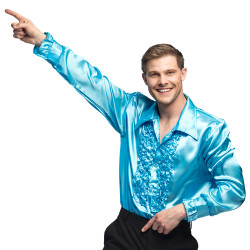 Bledě modrá pánská disco košile XL