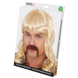 Pánska blond parochňa s hnedým fúzom