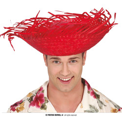 Slaměný klobouk unisex červený